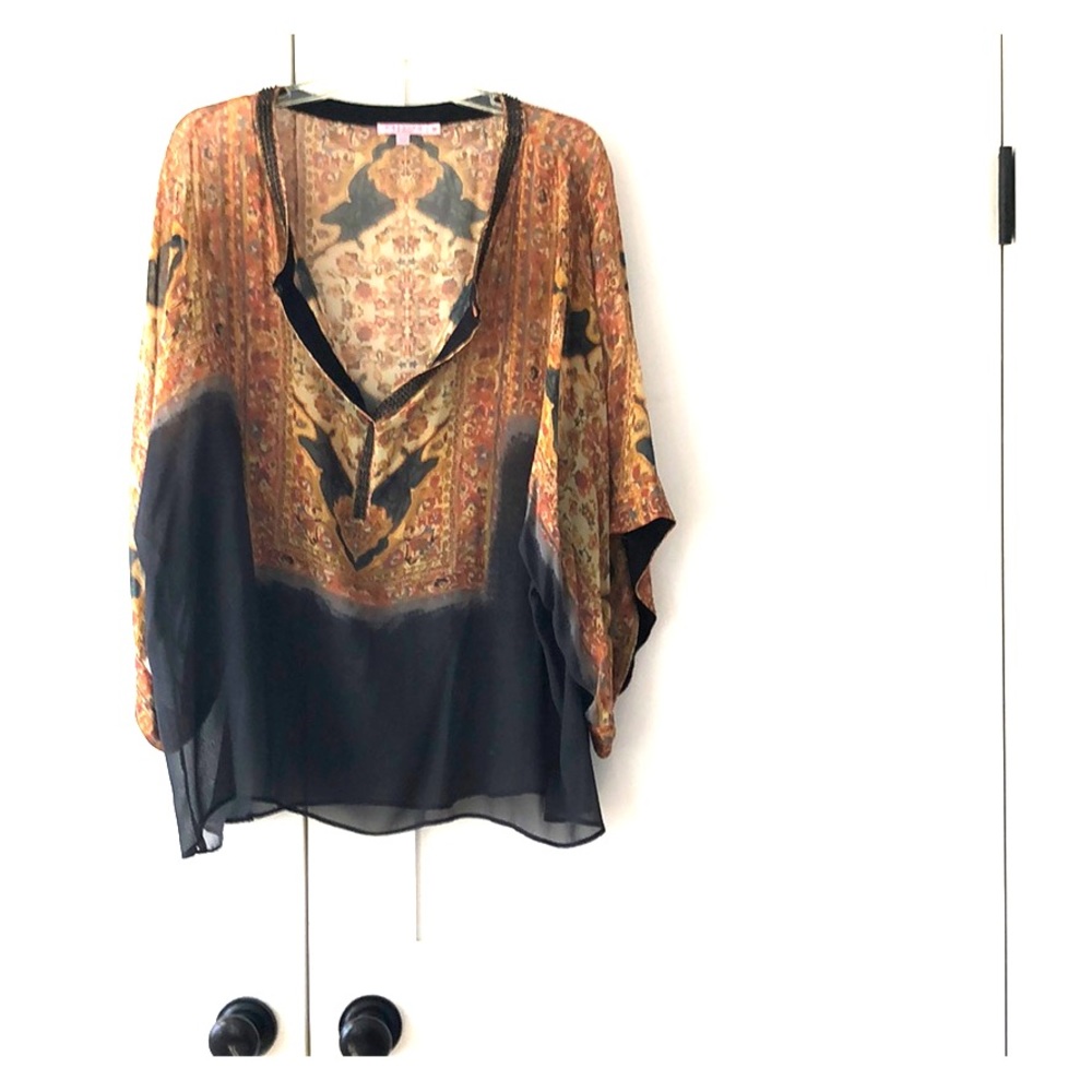 Calypso Silk adorned sheer tunic